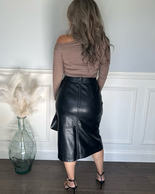 ENZI FAUX LEATHER SKIRT - SHOPEGLAMOR