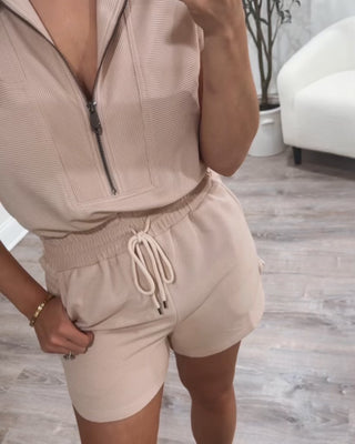 ICED COFFEE COLLARED ROMPER