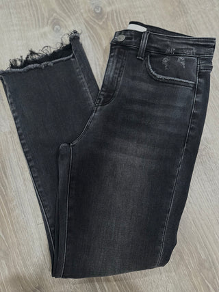 RAYLENE HIGH RISE RAW HEAM DENIM