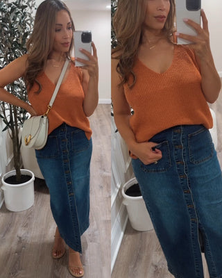 PUMPKIN SPICE KNIT SWEATER TOP